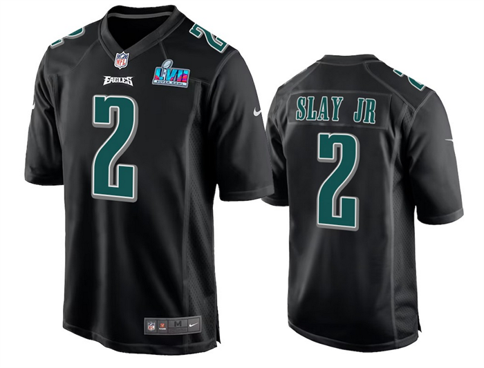 Men's Philadelphia Eagles #2 Darius Slay Jr. Black Super Bowl LVII Patch Stitched Game Jersey